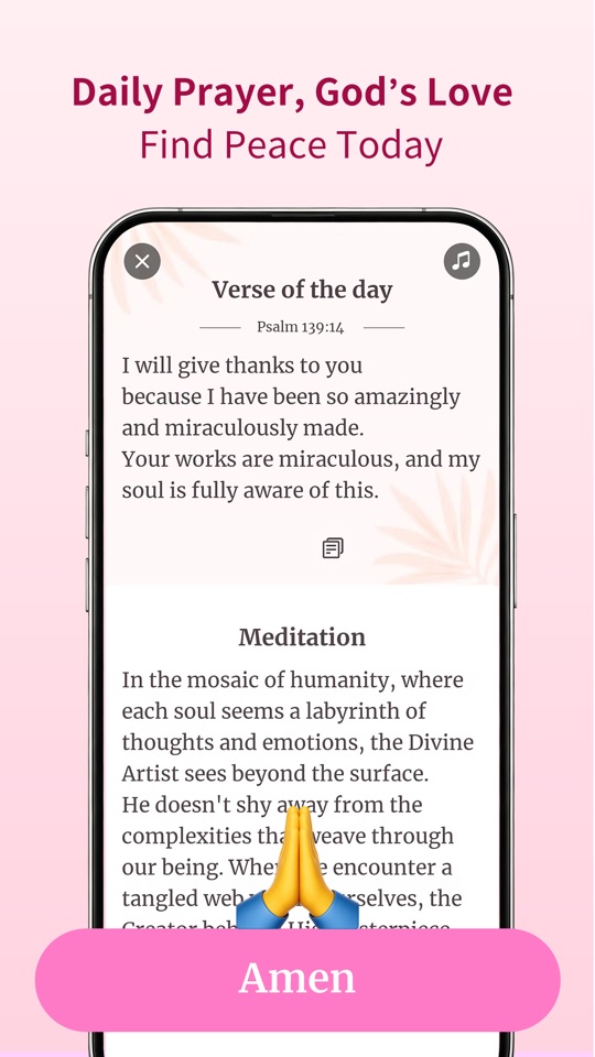 Daily prayer and verse meditation screen